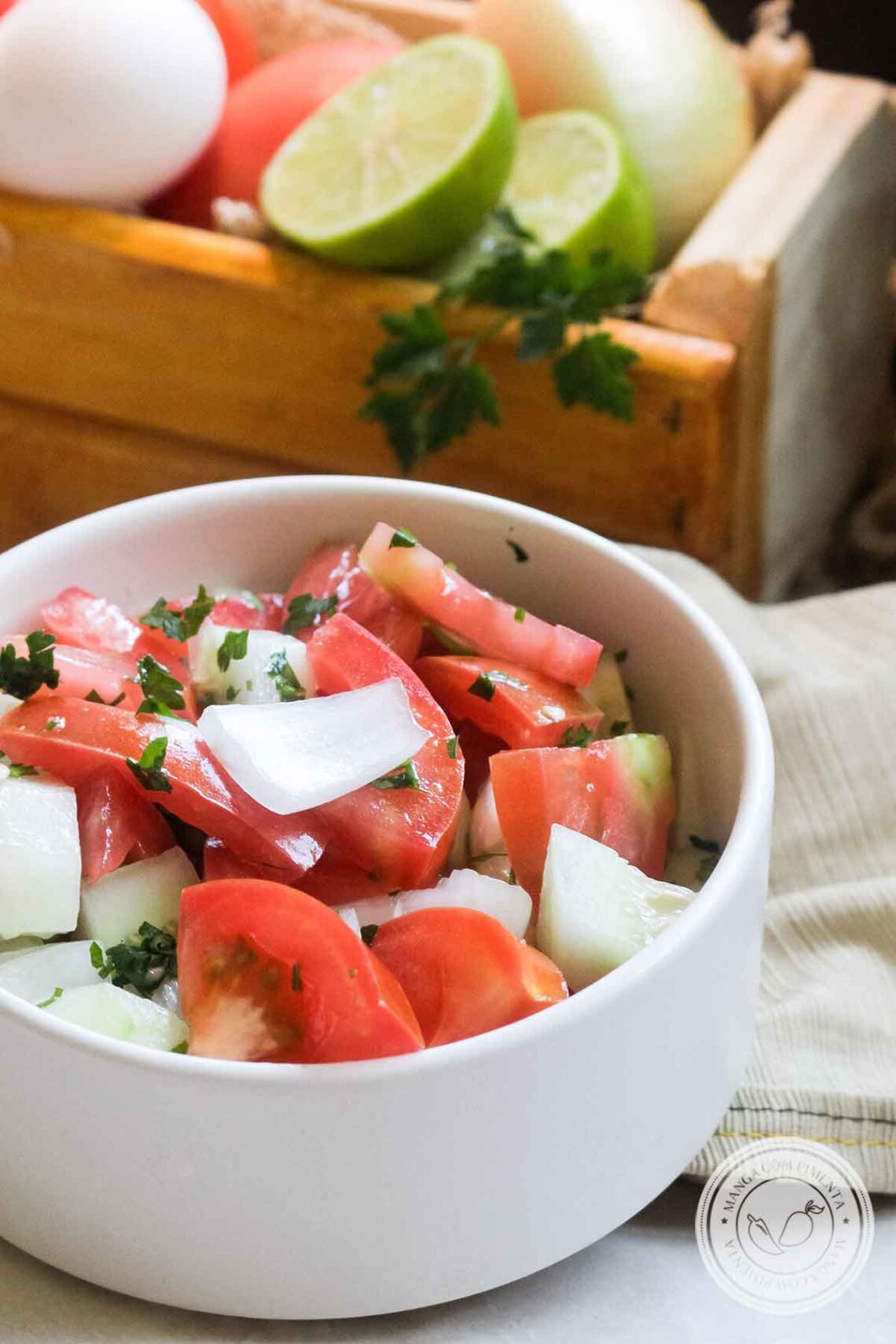 Salada De Pepino Tomate E Cebola Manga Pimenta