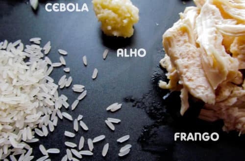 ingredientes para o arroz com milho e grão de bico