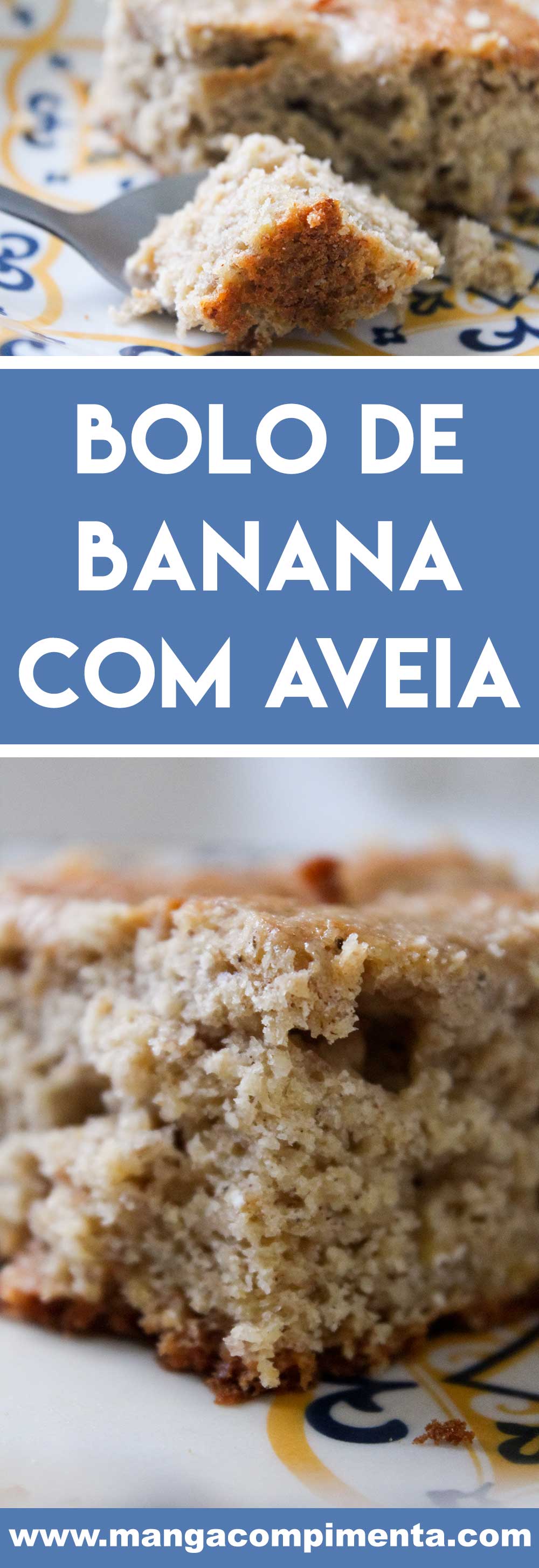 Receita de Bolo de Banana com Aveia - um bolo simples e cheio de sabor para servir para a família.