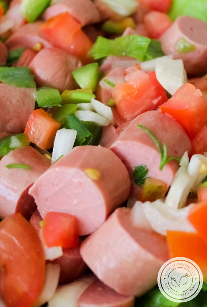 Salada de Salsicha - receita versátil para o almoço ou um lanche!