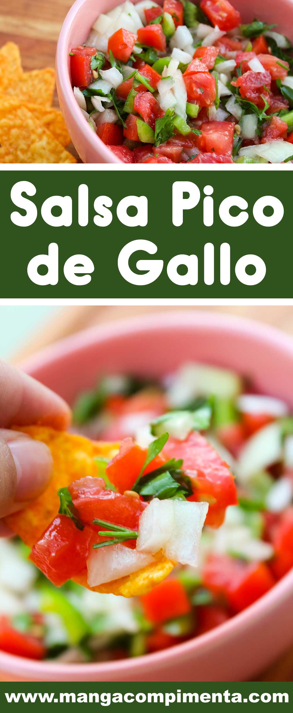 Receita de Salsa Pico de Gallo - um prato mexicano para lanchar e petiscar com os amigos.