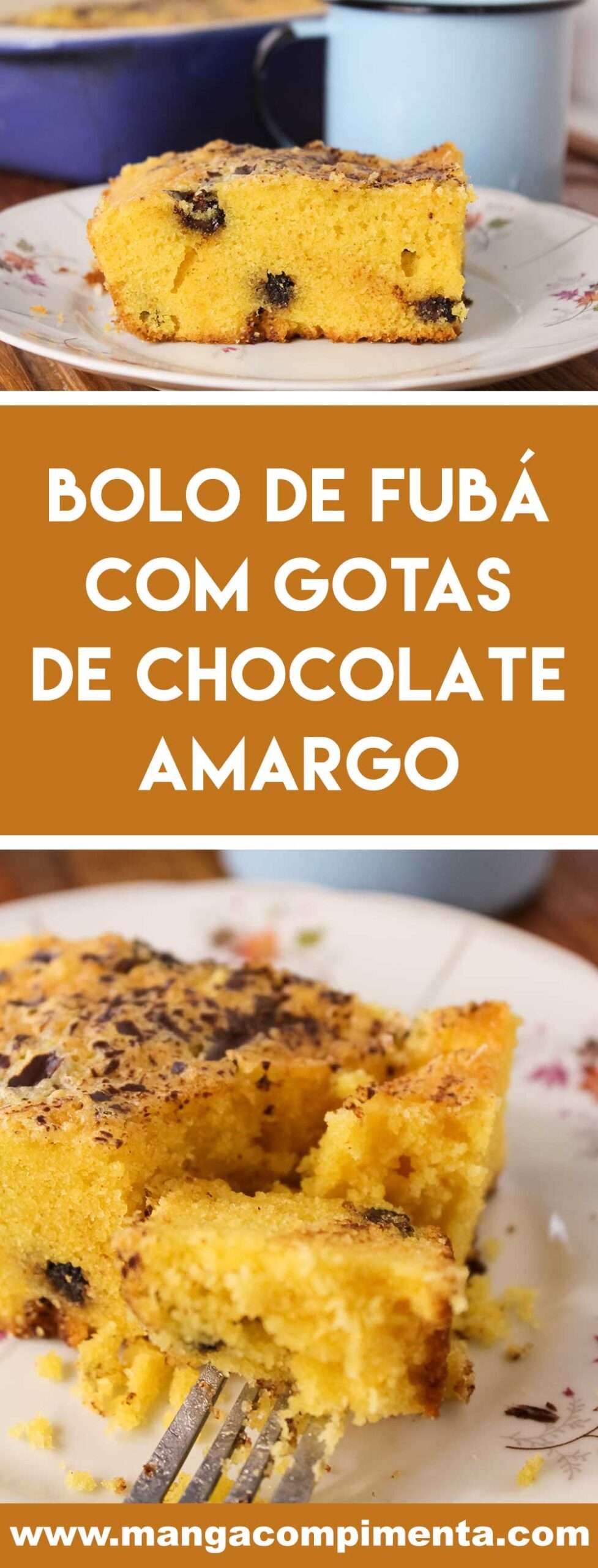 Receita de Bolo de Fubá com Gotas de Chocolate Amargo - prepare um lanche delicioso para o chá da tarde.