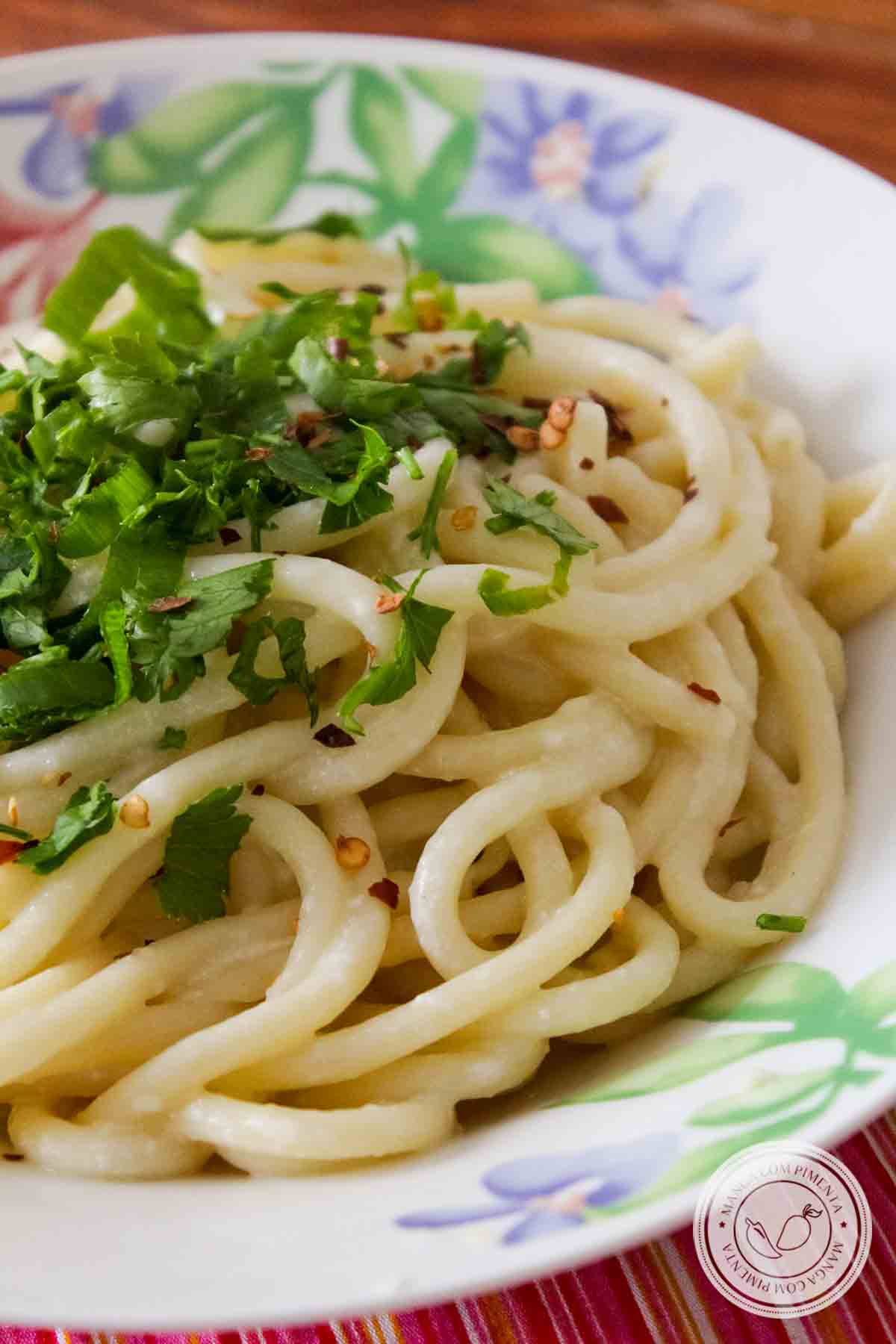 Receita de Espaguete com molho de Queijo Mussarela - prepare um delicioso prato para o almoço ou jantar!
