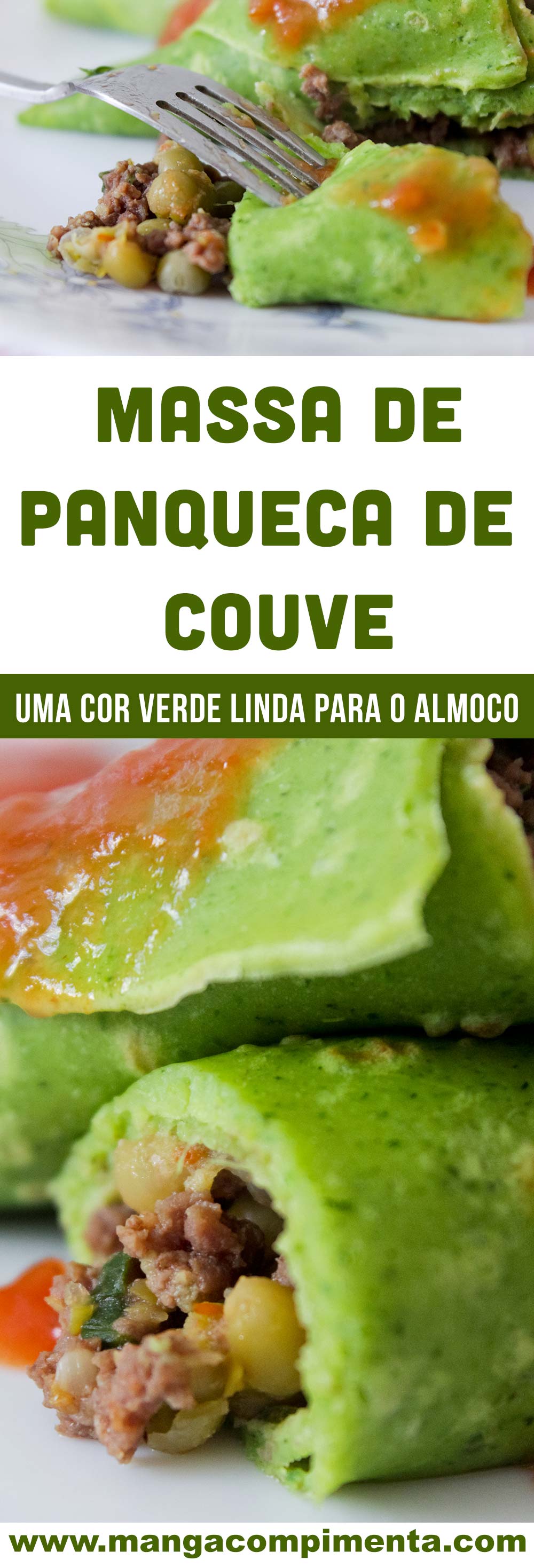 Massa de Panqueca de Couve - um prato com uma cor verde intensa para o almoço da semana.
