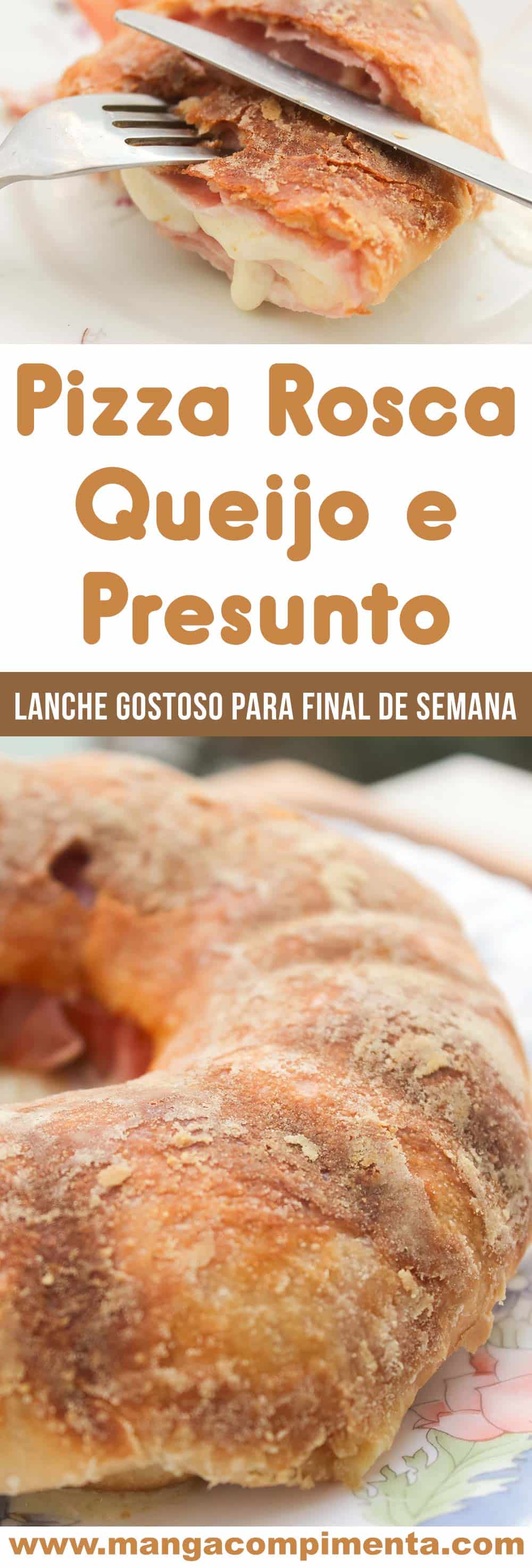 Pizza Rosca Presunto e Queijo - para um lanche caseiro em família no final de semana!