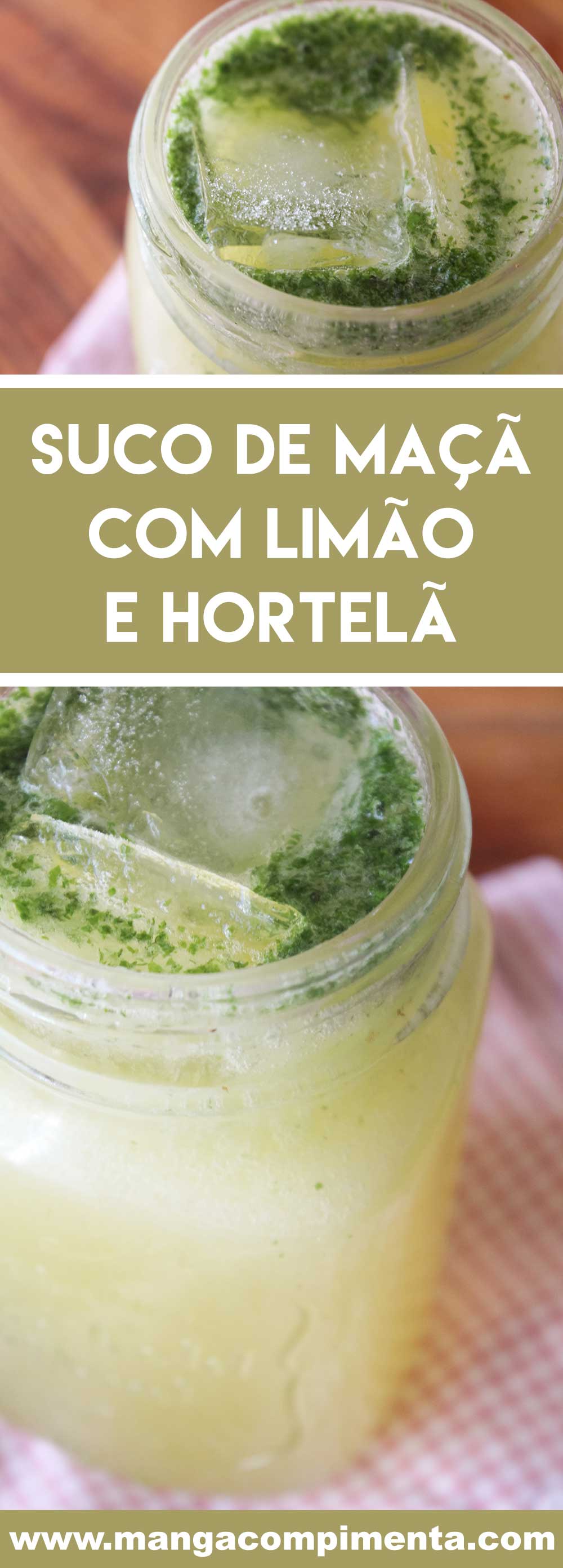 Receita de Suco de Maçã com Limão e Hortelã - uma bebida deliciosa para o lanche da tarde da família.
