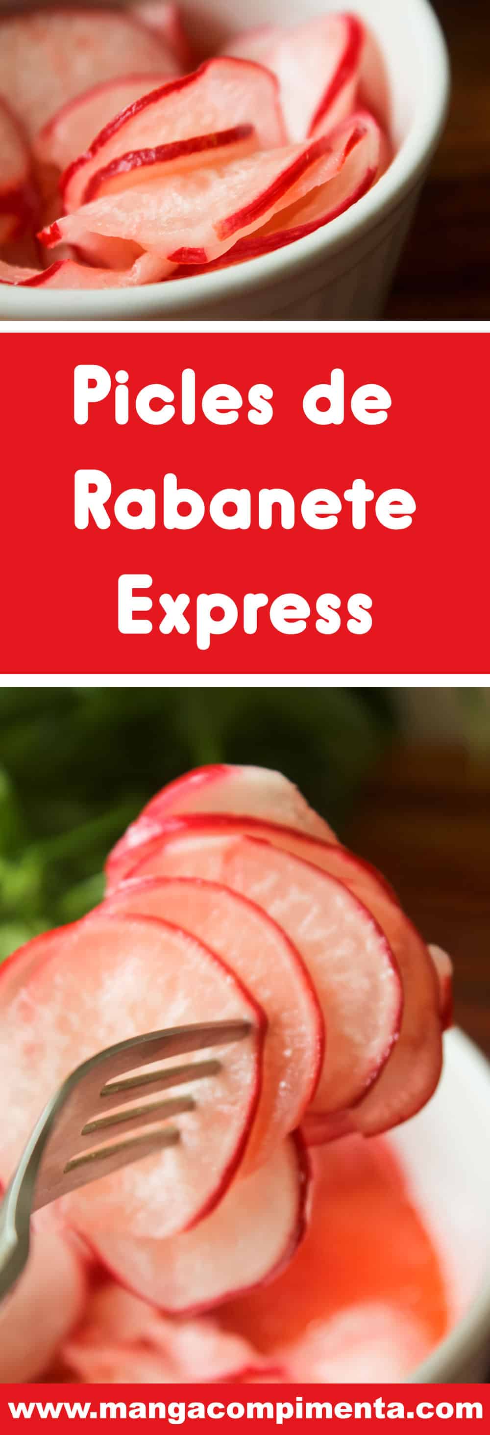 Receita de Picles de Rabanetes Express - prepare para servir na salada ou para acompanhar o lanche no final da tarde!
