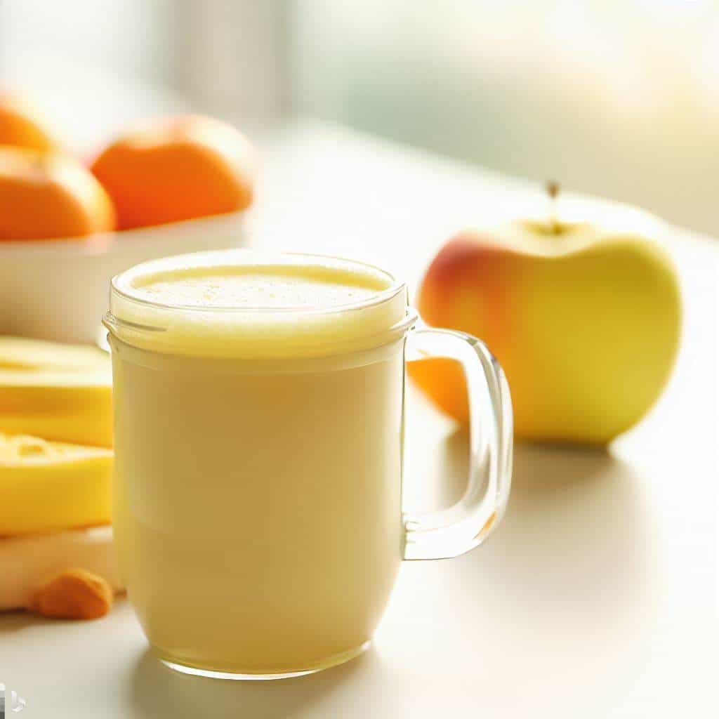 smoothie de maçã, laranja e iogurte adoçado com mel