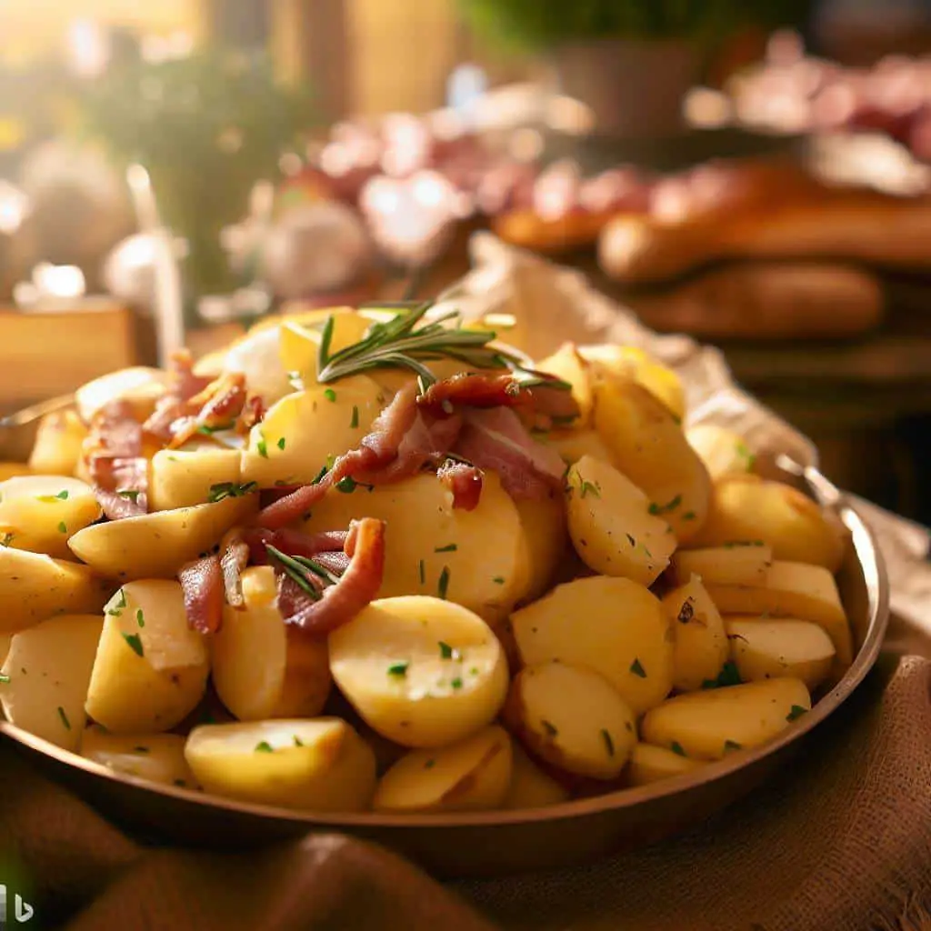 salada alema - salada de batatas e bacon