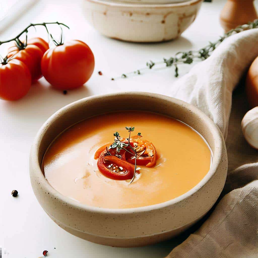 Sopa de tomate cremosa com leite de coco