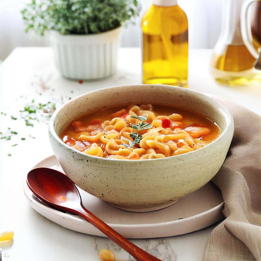 Sopa minestrone com legumes e macarrão